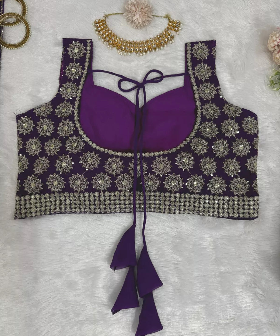 Georgette With Sequence Thread Work Designer Lehenga Blouse & Dupatta