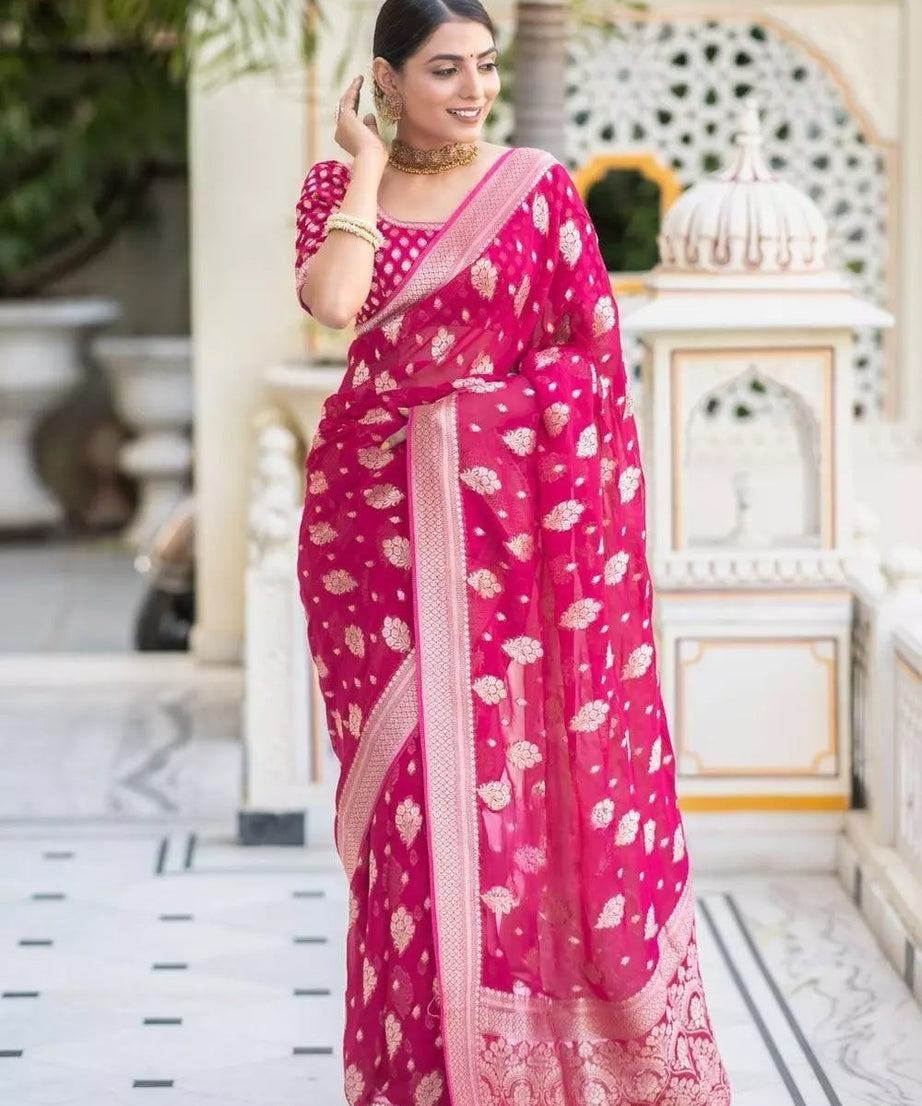 Women's Banarasi Soft Silk Saree With Blouse