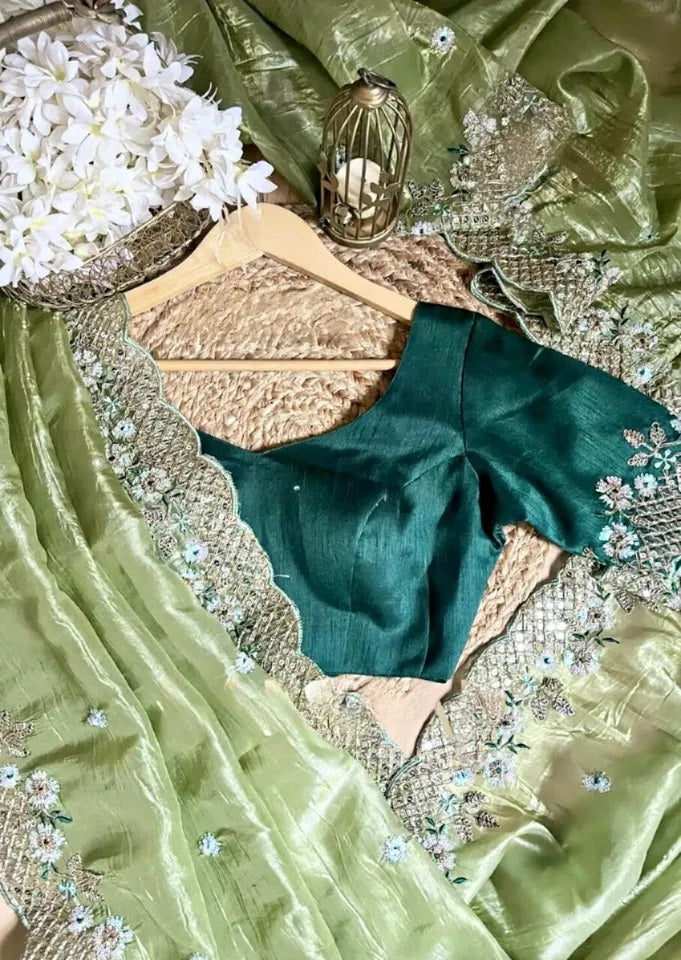 Bollywood Wedding Wear Crunchy Silk Saree, Party Wear Ethnic Sari & Blouse