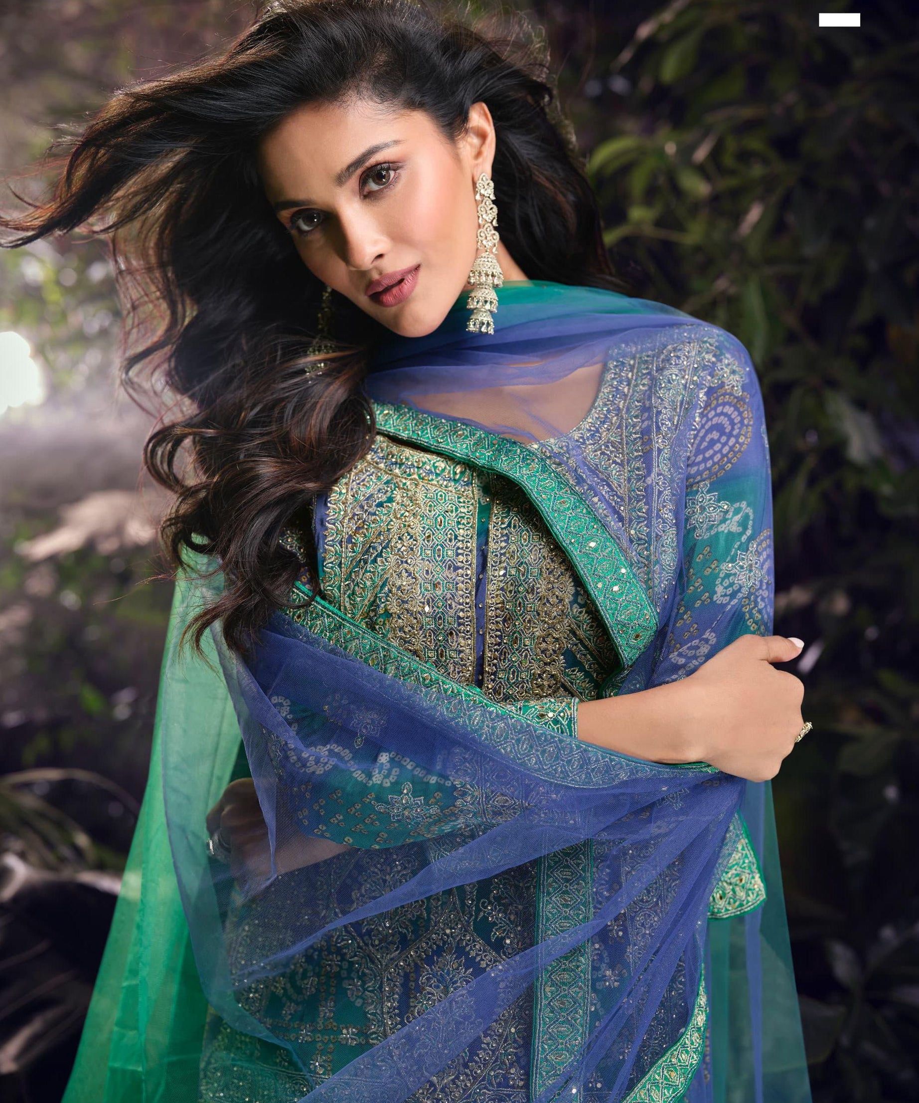 Heavy Chinon With Multi Digital Print Wedding Wear Top Bottom With Dupatta