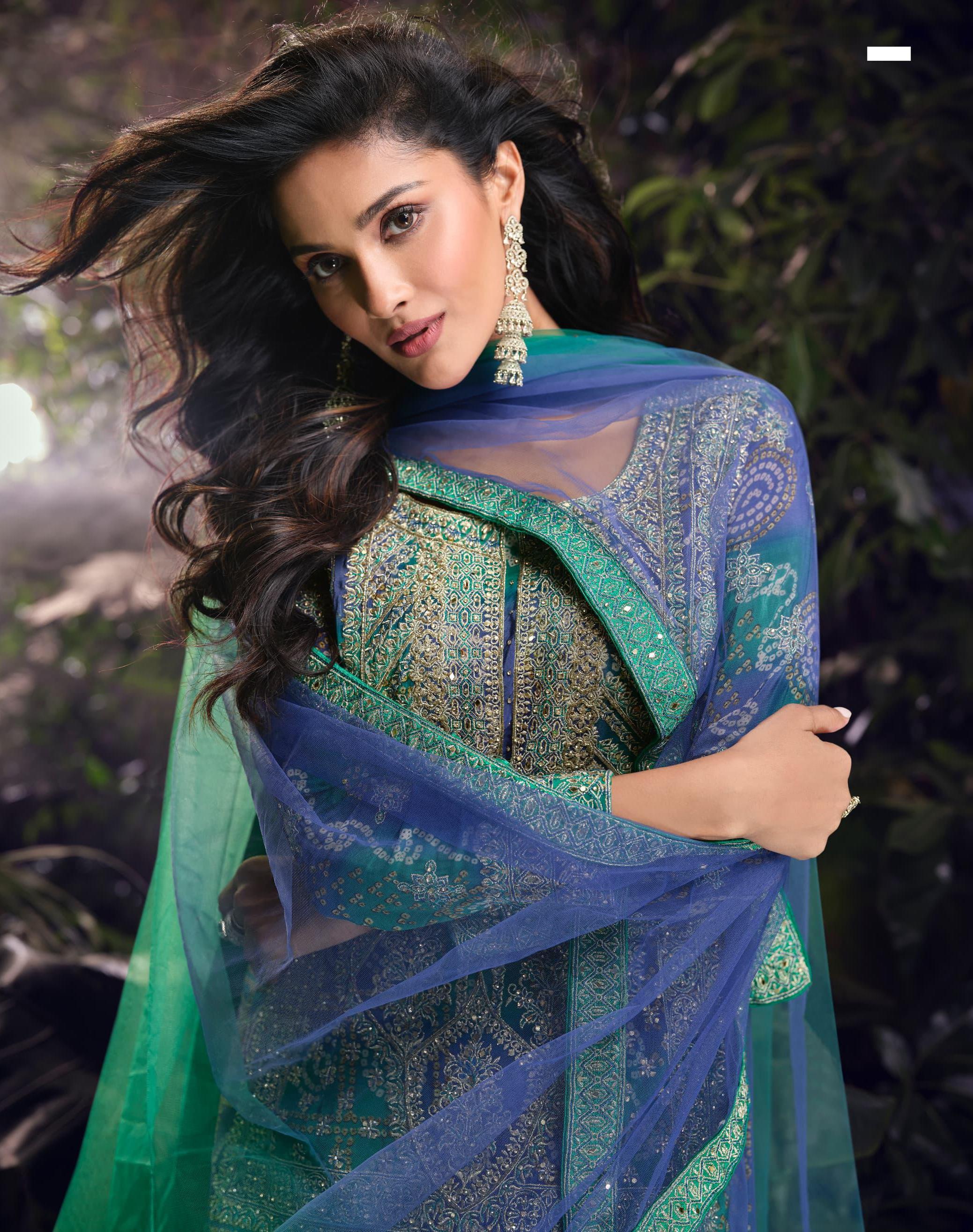 Heavy Chinon With Multi Digital Print Wedding Wear Top Bottom With Dupatta