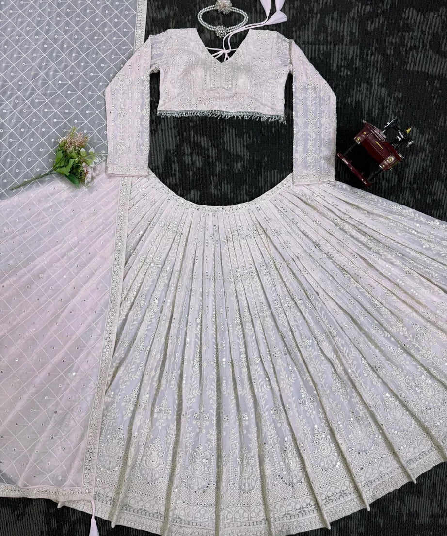 Georgette With Sequence & Theard Work Lehenga Blouse Dupatta