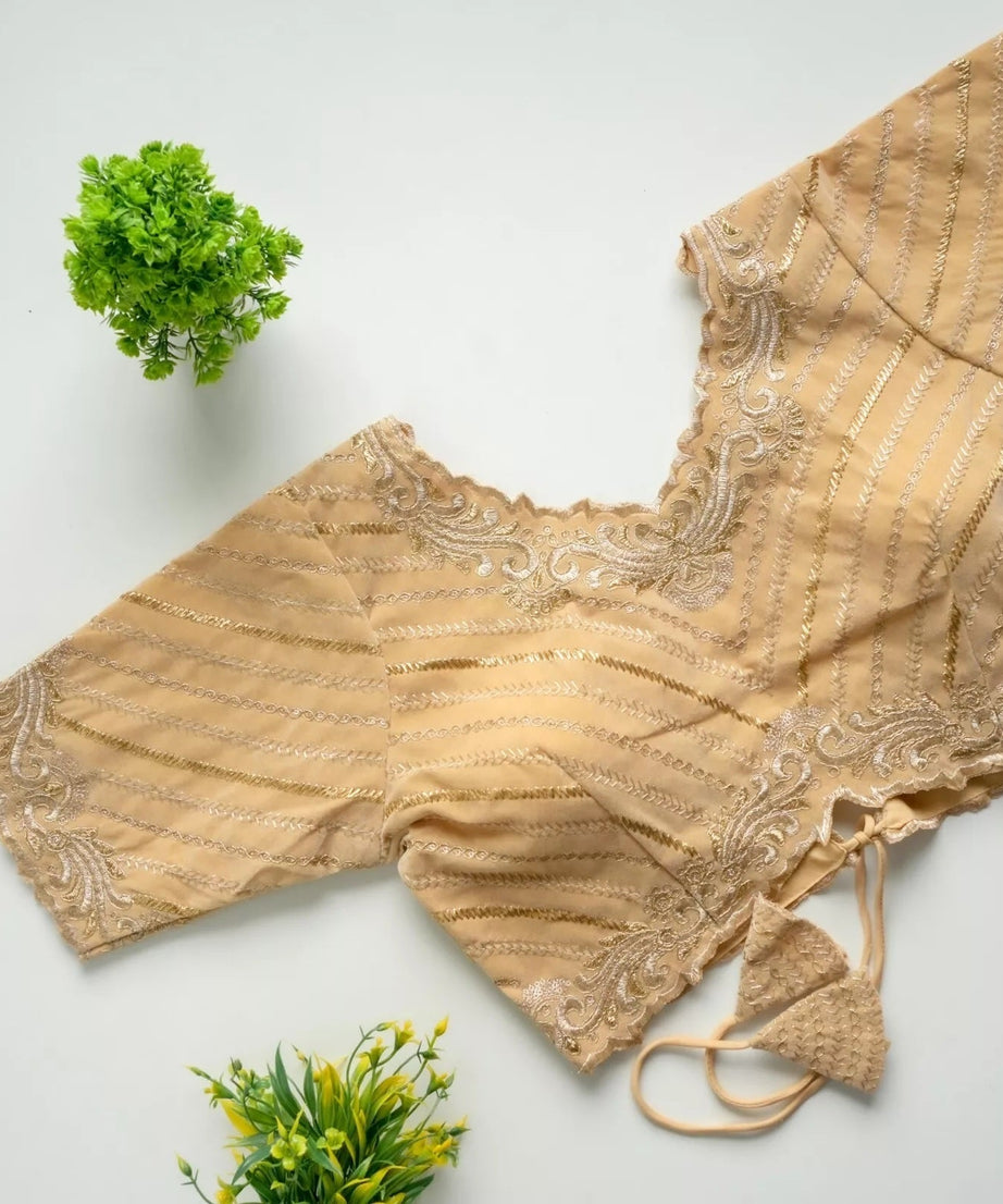 New Stylish Classic Full Stitched Taffeta Silk Blouse & Choli