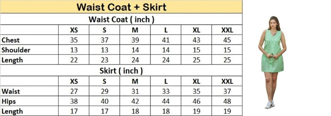 Linen Waist Coat and Skirt Womens