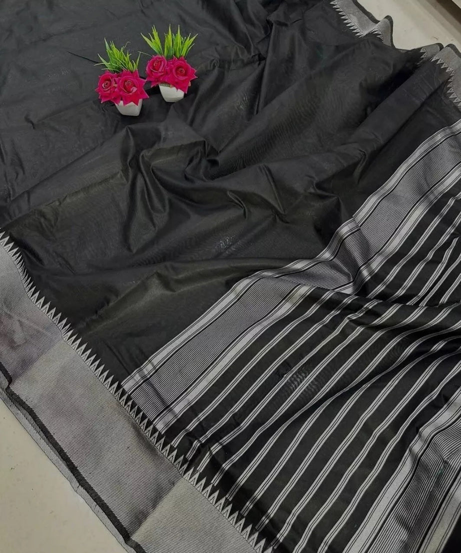 Black Faux Georgette Fancy Traditional Look Saree with Blouse