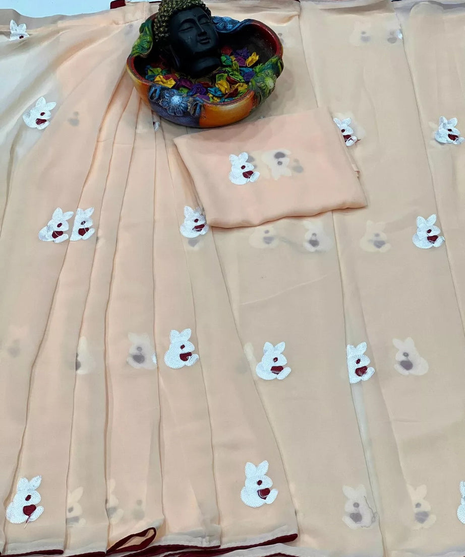 Faux Georgette Ready To Wear Saree With Blouse