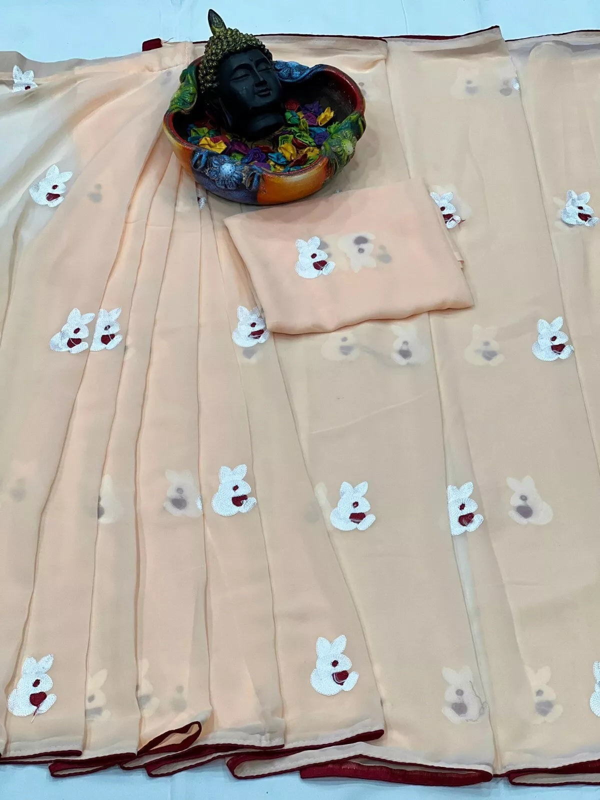 Faux Georgette Ready To Wear Saree With Blouse