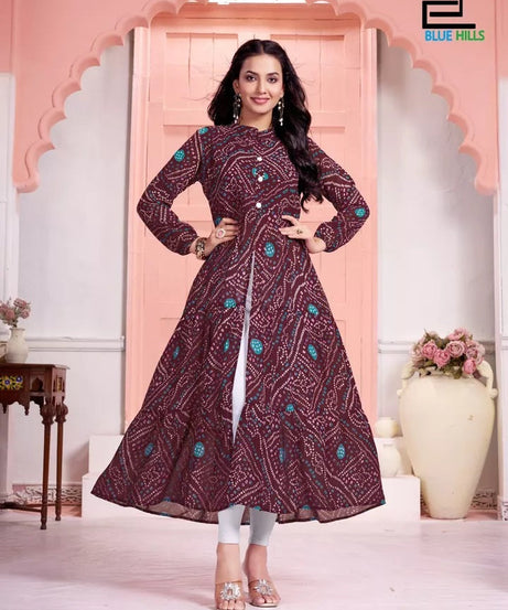 Pure Georgette With Half Inner Crepe Long Anarkali Gown & Dress