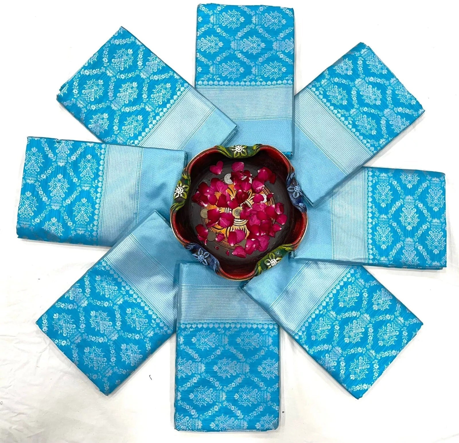 Sky Blue Latest Designer Exclusive Wedding Saree With Blouse