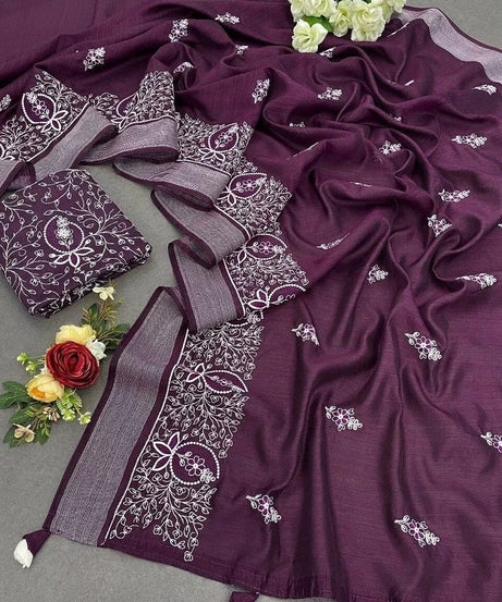 Bollywood Wedding Cotton Embroidery Heavy Work,PartyWear Fancy Sari Blouse