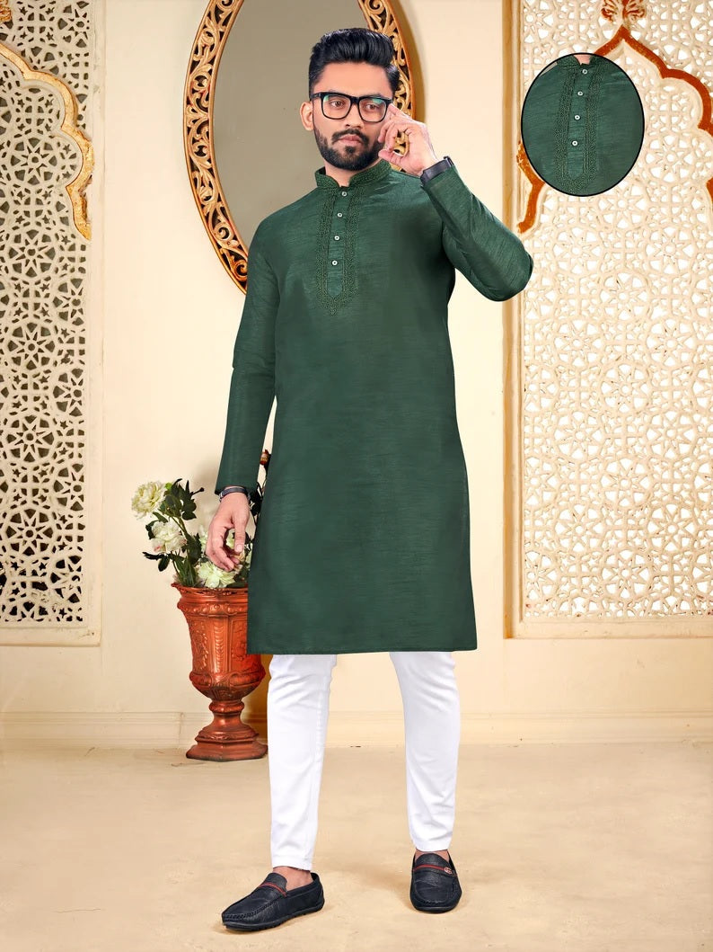 Malbari With Embroidery Work kurta Polo pant Set