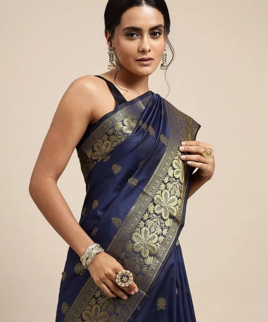 Party Wear Fancy Banarasi Soft Silk Saree For Women's