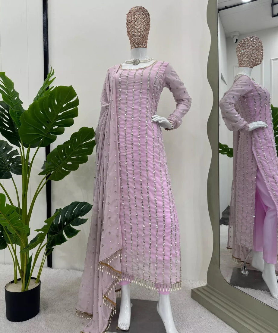 Full Stitched Faux Georgette Top Pant & Dupatta