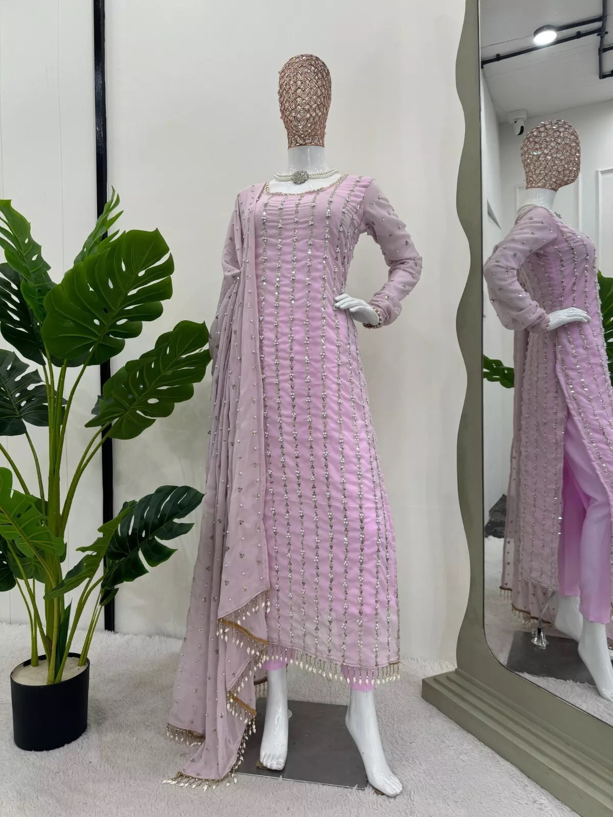 Full Stitched Faux Georgette Top Pant & Dupatta