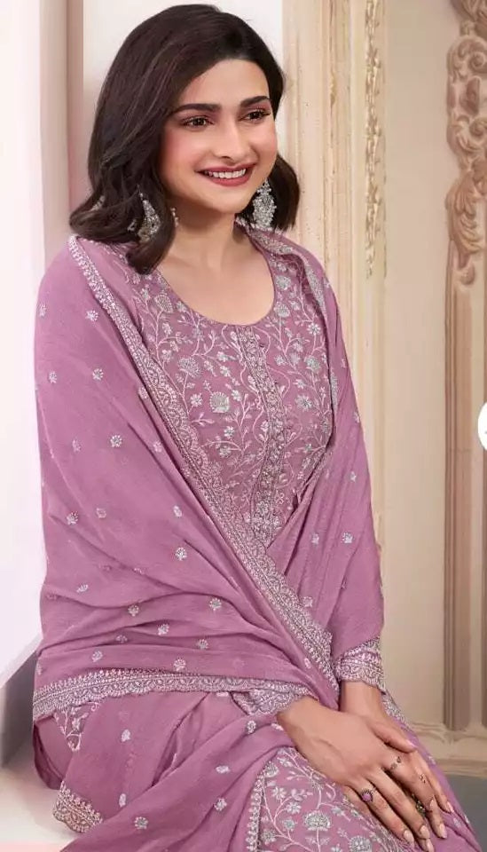 Chinon Silk With Sequence Embroidery Stitched Work Top Bottom Dupatta