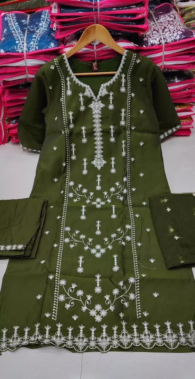 Style Full Stitched Viscose Roman Silk Top Bottom Dupatta