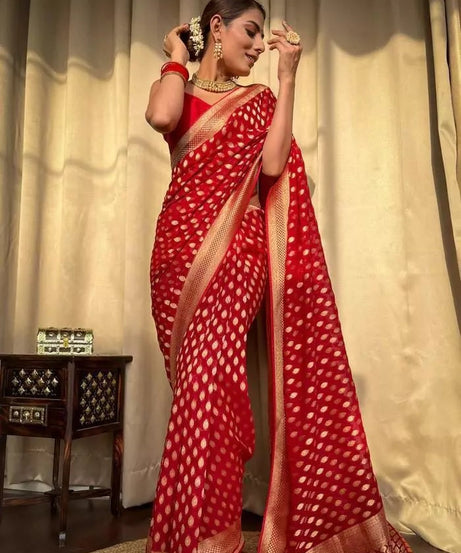 Banarasi Soft Silk Yellow Sari & Blouse