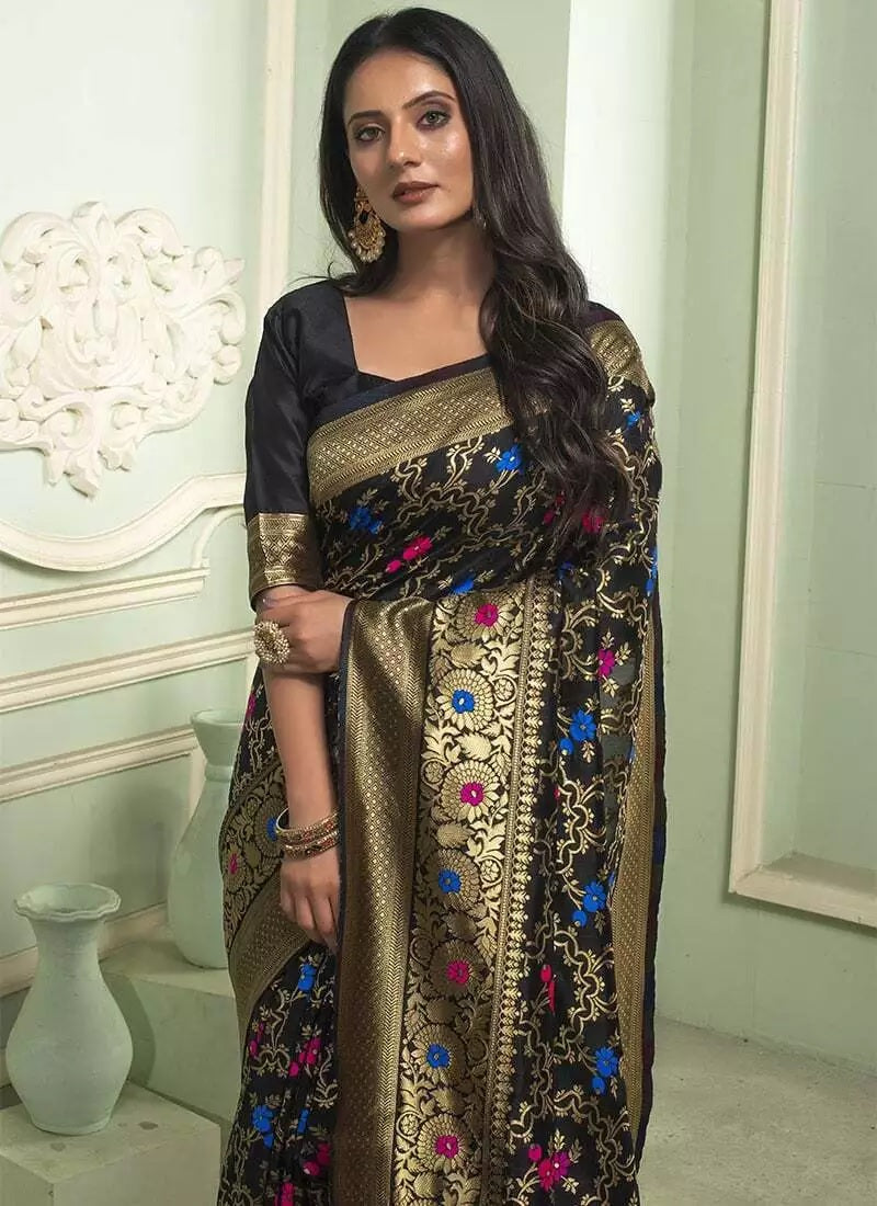 Classic Banarasi Soft Silk Wedding Sari & Blouse