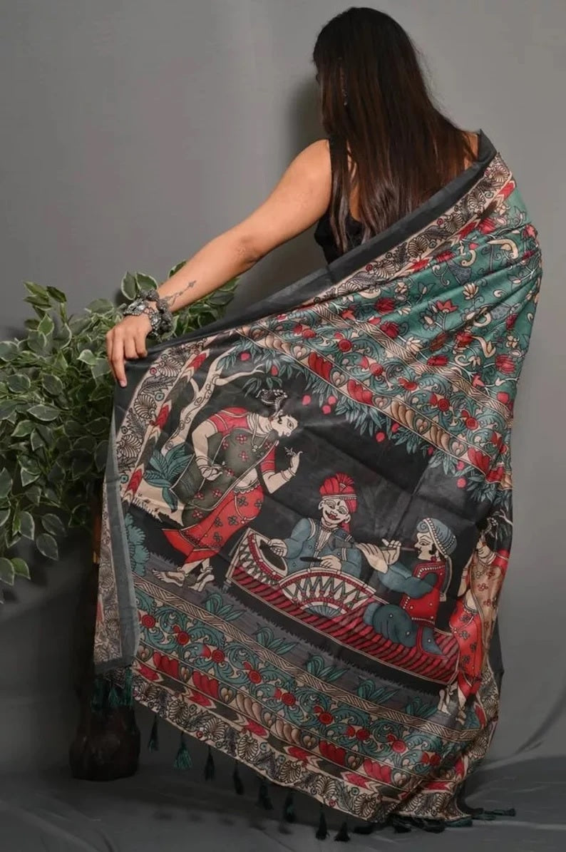 Soft Lichi Silk Sare With Blouse