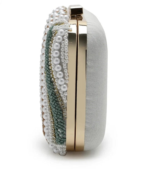 Traditional Embellished Faux Silk Box Clutch