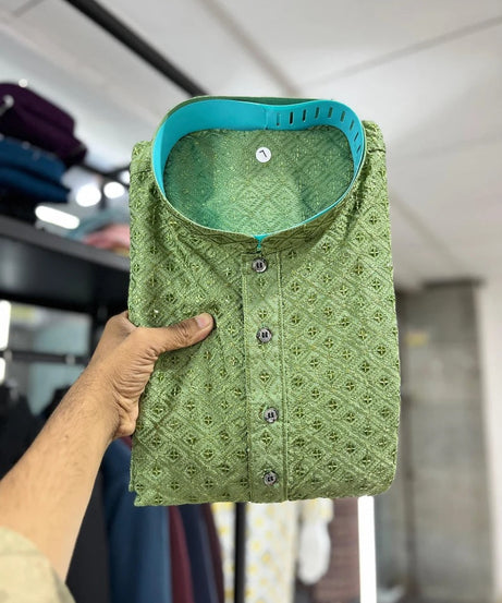 Cotton Rayon Kurta Pajama Set For Men's