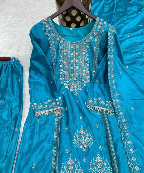 Beautiful Classic Heavy Pure Chinon  Kurti Bottom & Dupatta Set 12-DC