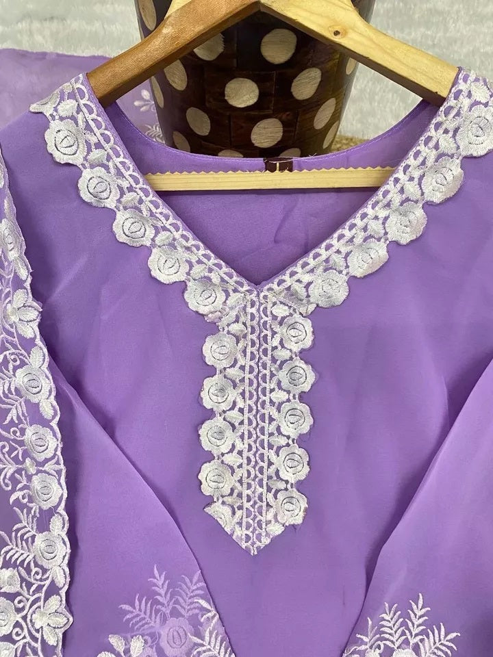 Classic Style Full Stitched Georgette Kurti Bottom With Dupatta