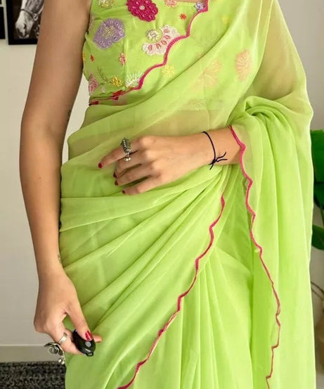 Soft Georgette Silk Saree With Blouse