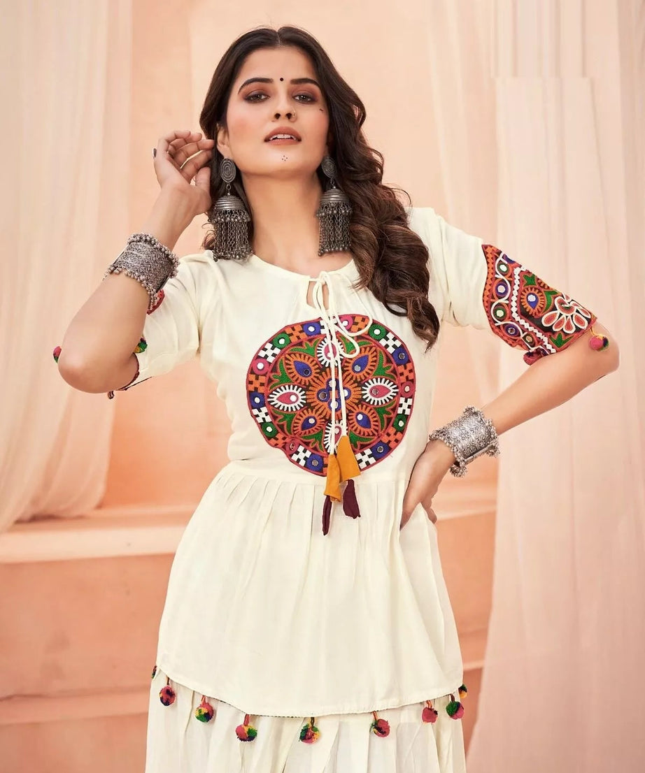 Rayon With Gamthi Work Lehenga Choli