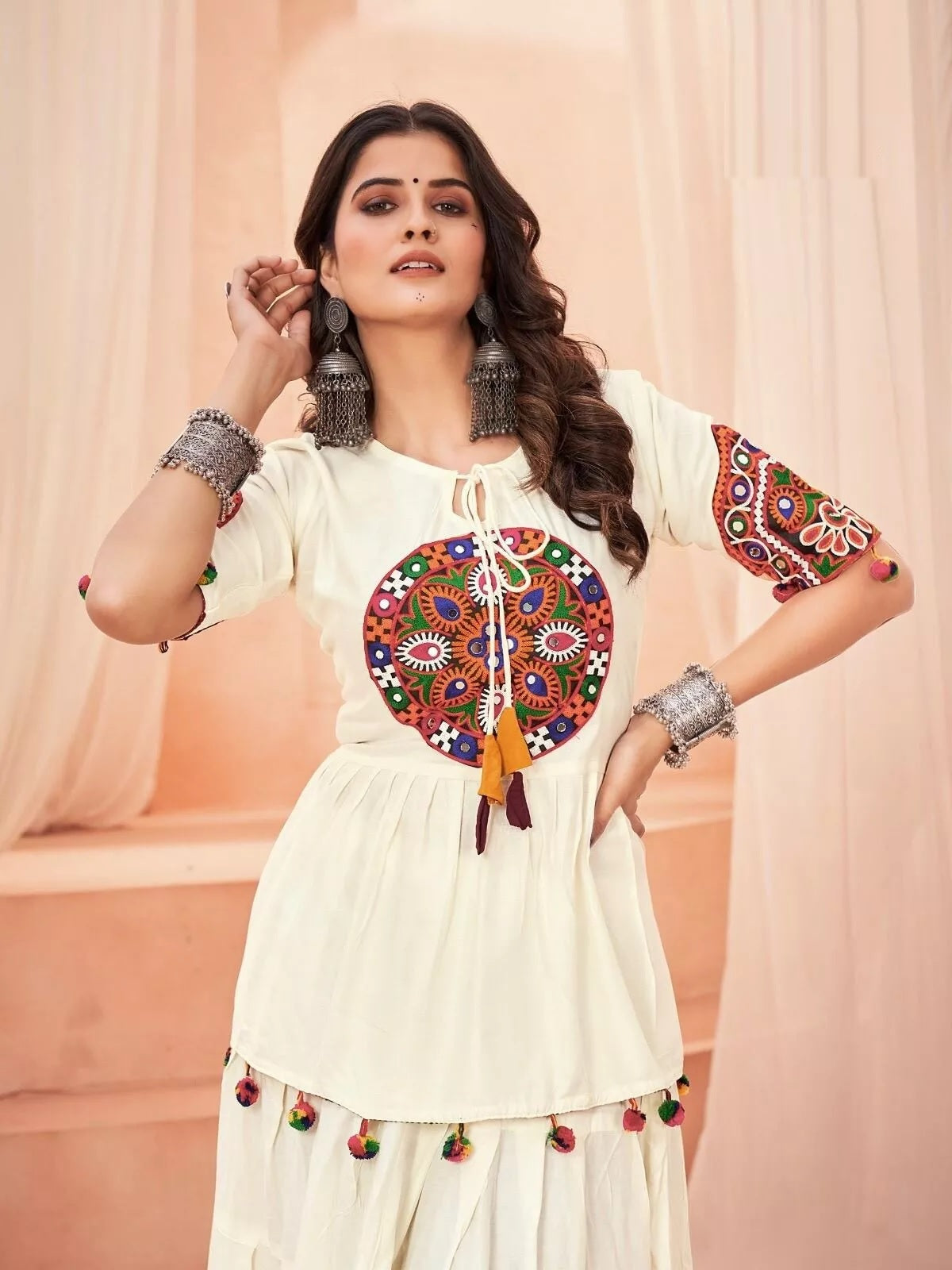 Rayon With Gamthi Work Lehenga Choli