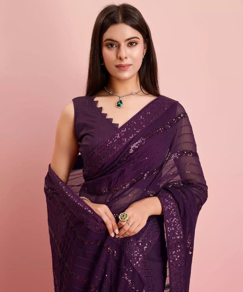 New Indian Georgette Saree,Indian Wedding Claasic Sari