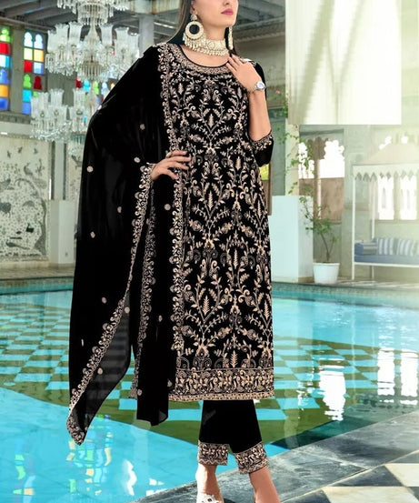 Georgette With Heavy Embroidery Work kurti Pant Set