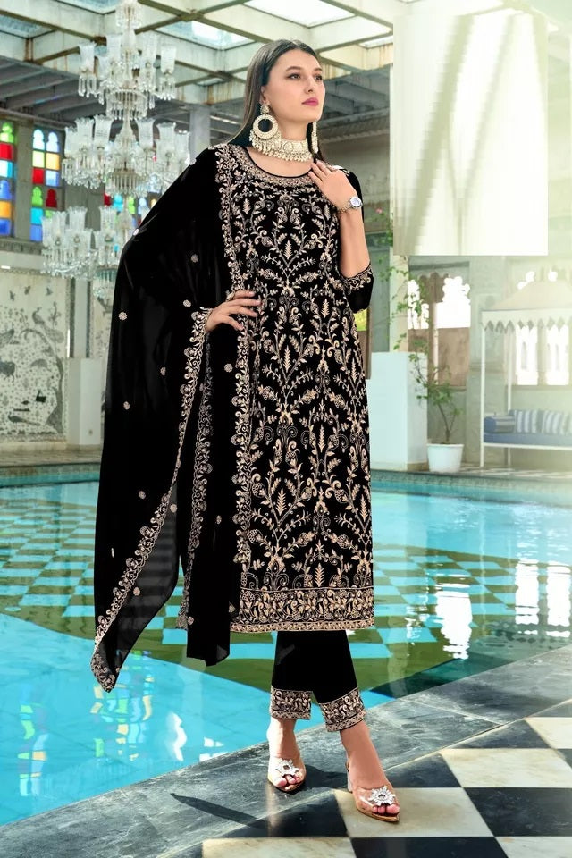 Georgette With Heavy Embroidery Work kurti Pant Set