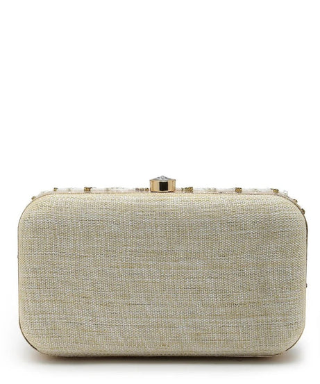 Adorn Embellished Faux Silk Clutch