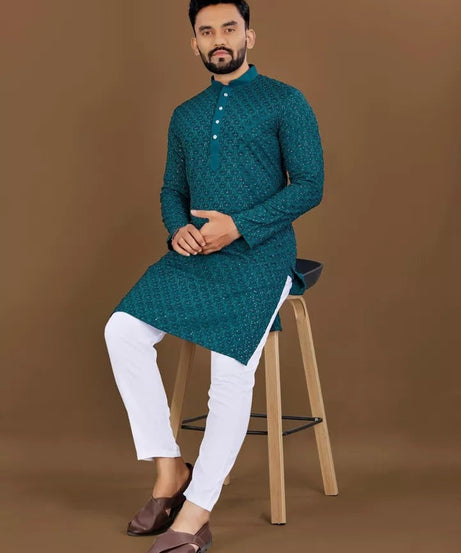 Bollywood Classic Full Stitched Rayon Kurta Pajama Set For Men's