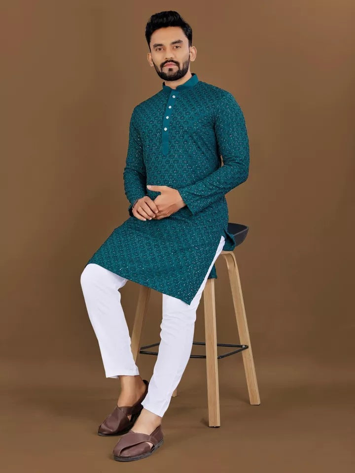 Bollywood Classic Full Stitched Rayon Kurta Pajama Set For Men's