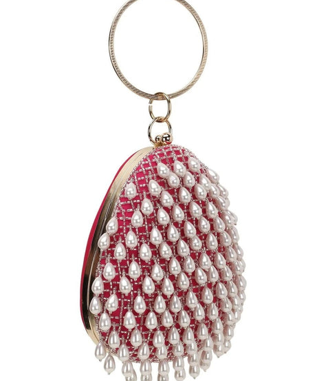 Dangle Velvet Pearl Embellished Clutch