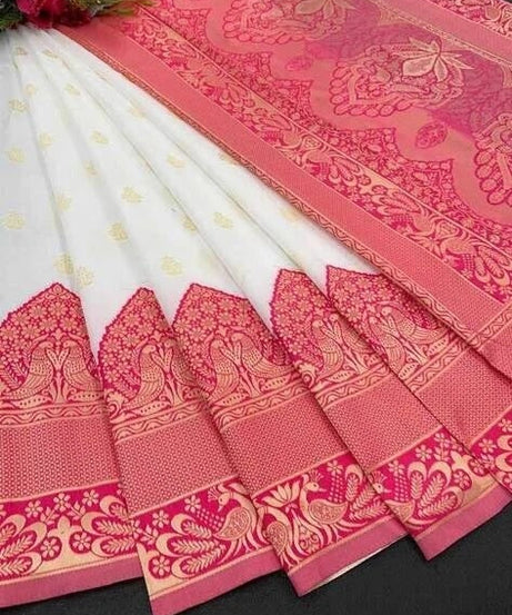 Traditional Festival Wear Saree, Banarasi Soft Silk Sari With Blouse