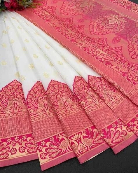 Traditional Festival Wear Saree, Banarasi Soft Silk Sari With Blouse
