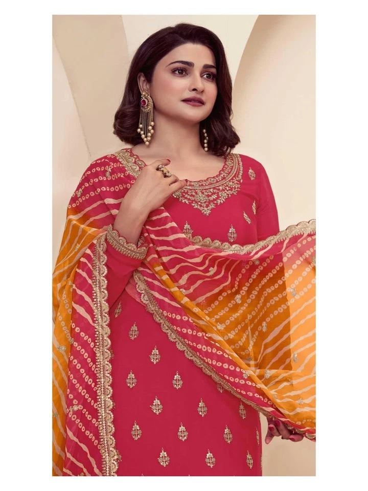 Traditional Designer Heavy Chinon , Wedding Wear Top Bottom, Dupatta