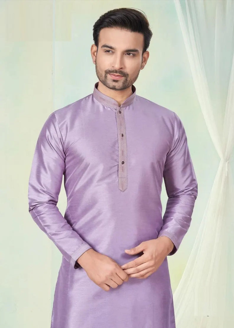Pure Silk With Pintex Work Men's Kurta Pajama