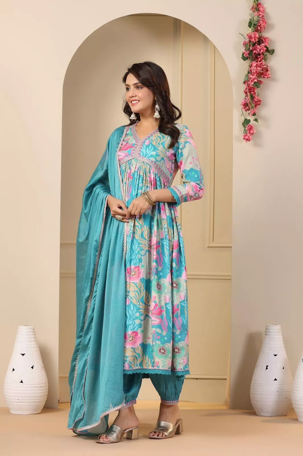 Full Stitched Muslin With Digital Print Top Pant & Dupatta