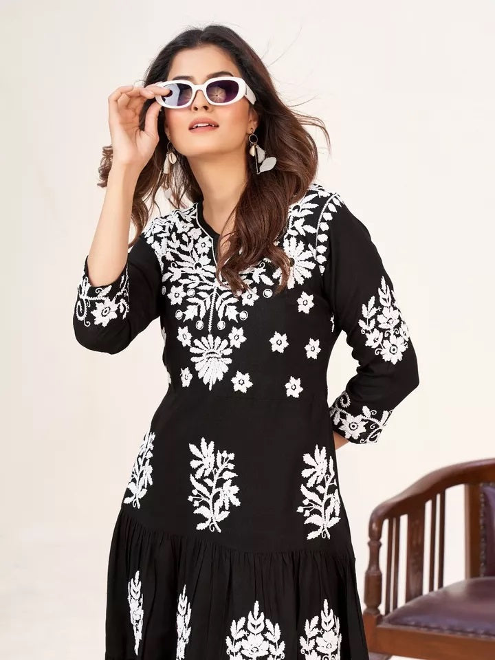 Heavy Rayon With Lakhnavi Work Beautifull Kurti