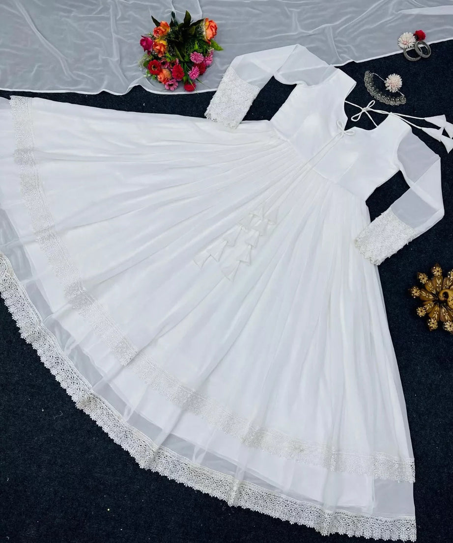 Designer Faux Georgette Long Anarkali Gown & Dupatta