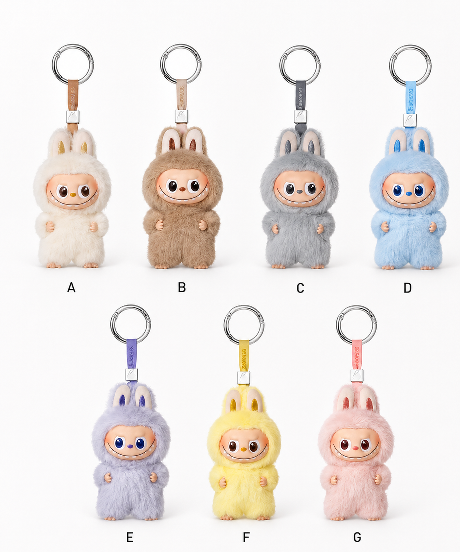 Labubu Plush Keychain | Cute Bunny Monster Bag Charm | Collectible Plush Doll Key Ring | Backpack & Purse Accessory
