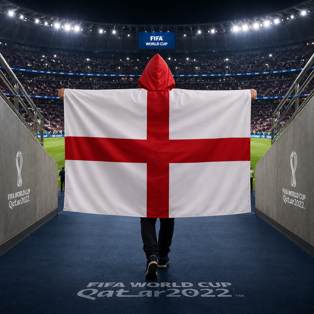 Hooded Football Fan Flag Cape Poncho for Soccer Match Party