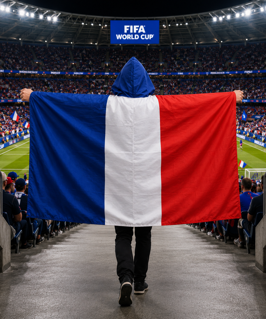 Hooded Football Fan Flag Cape Poncho for Soccer Match Party