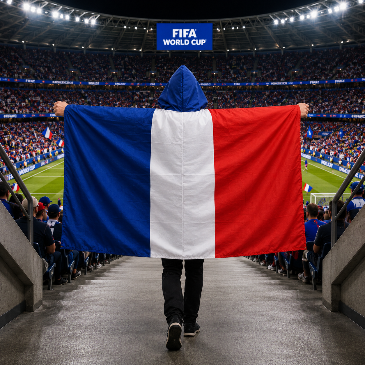 Hooded Football Fan Flag Cape Poncho for Soccer Match Party