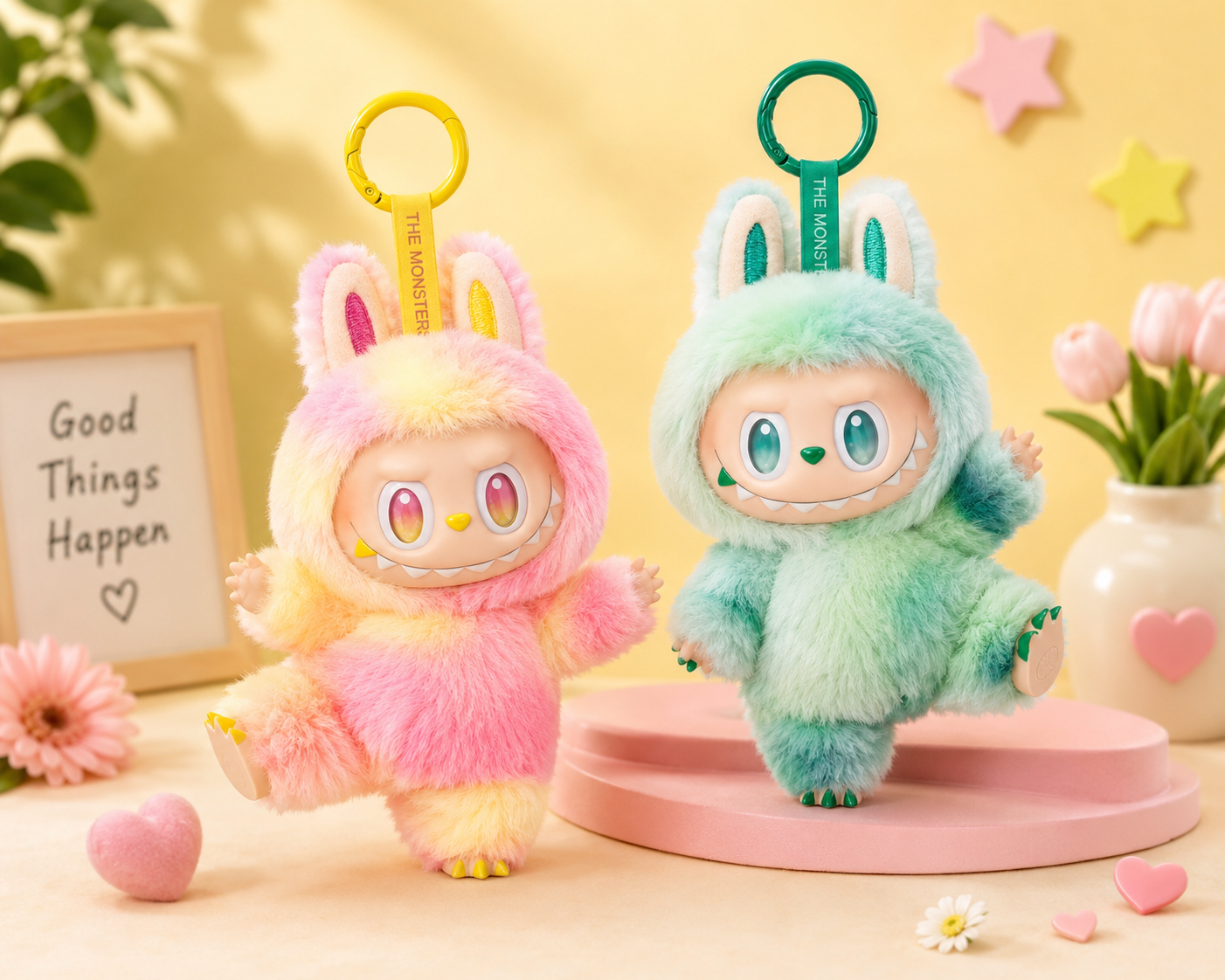 Loyalty & Serenity Labubu Doll Combo Set – Cute Plush Keychain Duo