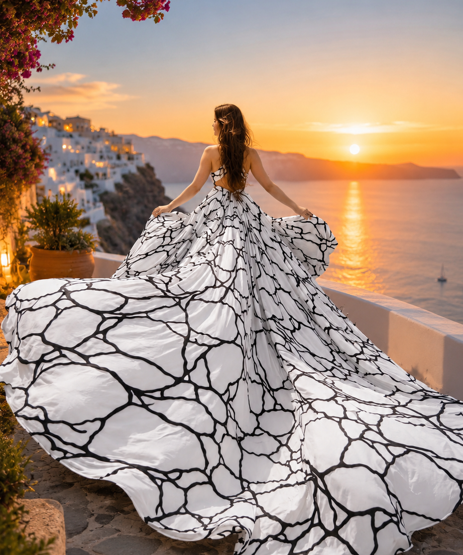 Beach Sunset Flying Dress Elegant Vacation Photoshoot Long Flying Dress